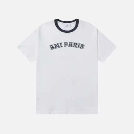 AMI Paris College Logo T-Shirt White Organic Cotton