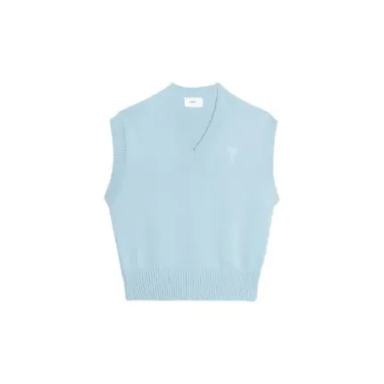 AMI Paris Ami De Coeur V-neck vest light blue