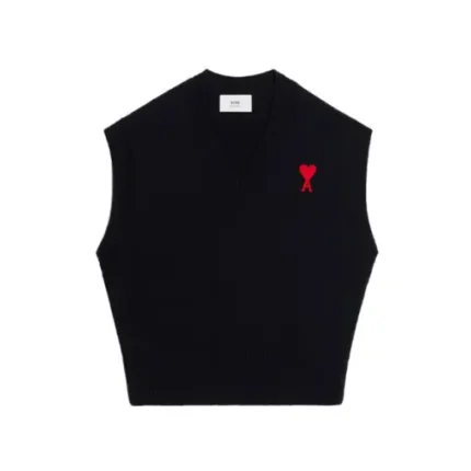 AMI Paris Ami De Coeur V-neck vest black