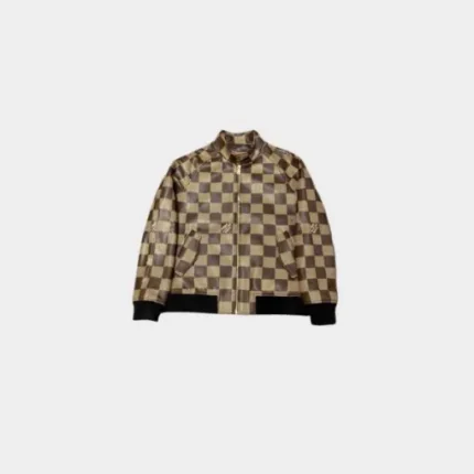 LV Damier Leather Harrington Jacket Golden Brown