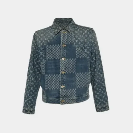 LV x Nigo Navy Blue Monogram Denim Button Front Jacket