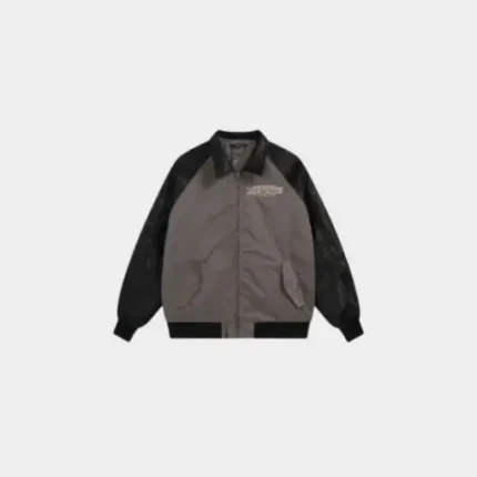 LV Leather And Nylon Blouson Jacket Black/Grey
