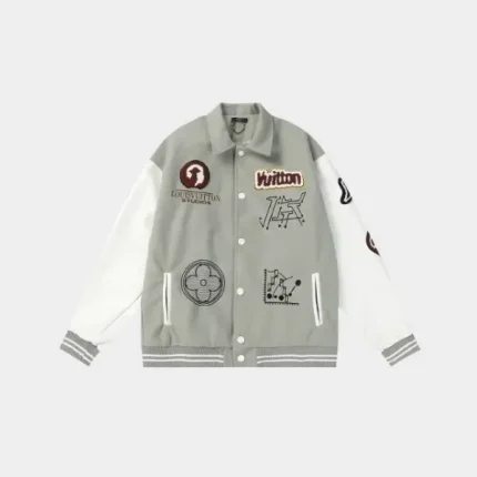 LV Studios Varsity Jacket Grey/White