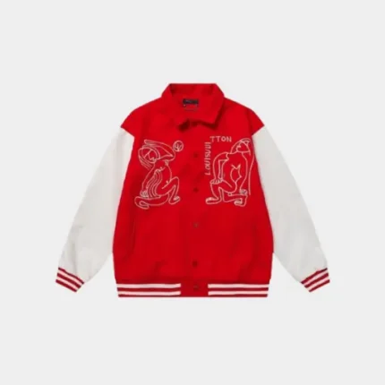 LV Varsity Leather Jacket Red/White