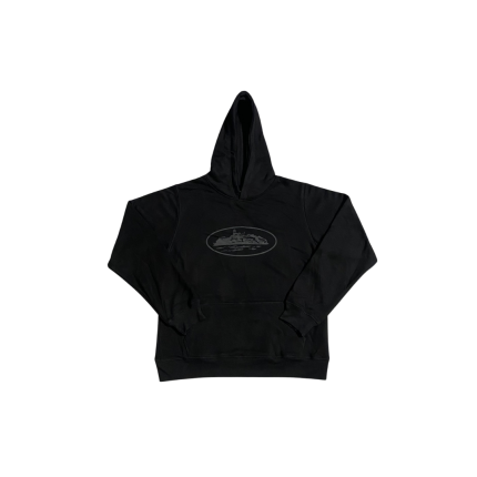 Corteiz Alcatraz Hoodie Black With Gray Monogram