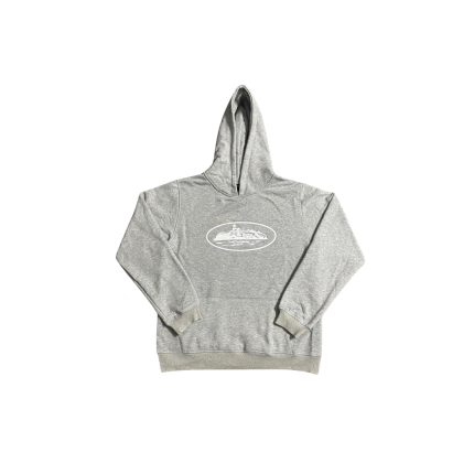 Corteiz Alcatraz Hoodie Gray With White Monogram
