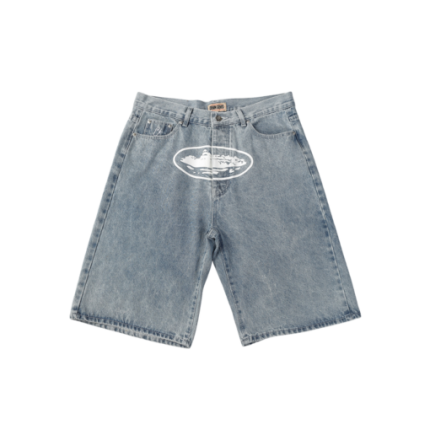 Corteiz Alcatraz Denim Shorts Blue