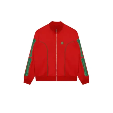 Amiri Sportswear Jacket Red With Green Bones Design