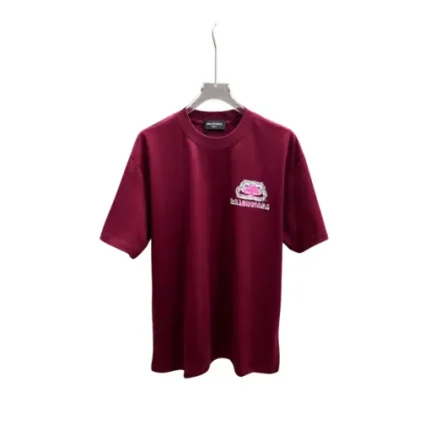 Balenciaga Designed Monogram T Shirt Maroon