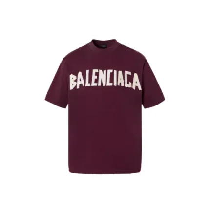 Balenciaga Tape Type Medium Fit T Shirt Faded Maroon