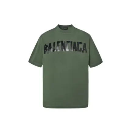 Balenciaga Tape Type Medium Fit T Shirt Faded Olive Green