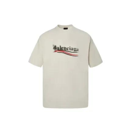 Balenciaga Short Sleeve Stencil T-Shirt Cream