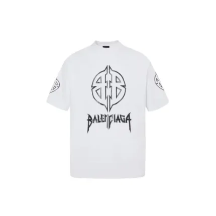 Balenciaga Short Sleeve Oversized Paris T Shirt White