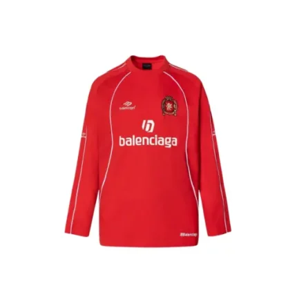 Balenciaga Dubai Soccer Long Sleeve T Shirt Polyester Red