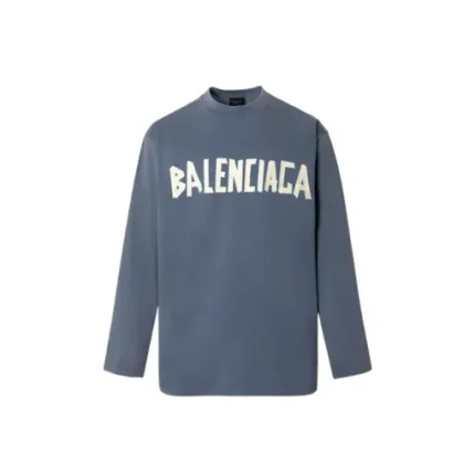 Balenciaga Dubai Soccer Long Sleeve T Shirt Polyester Faded Blue