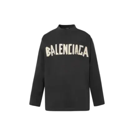 Balenciaga Dubai Soccer Long Sleeve T Shirt Polyester Faded Light Black