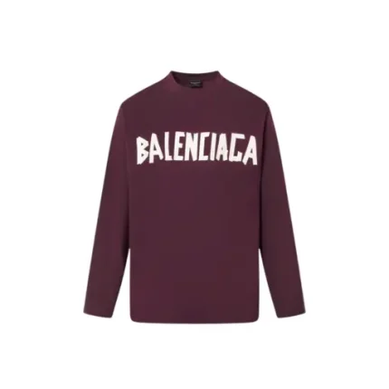 Balenciaga Dubai Soccer Long Sleeve T Shirt Polyester Maroon