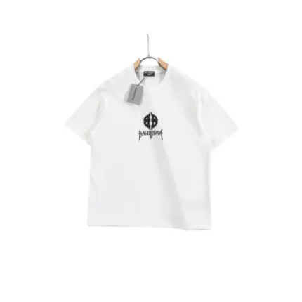 Balenciaga White T Shirt With Black Logo