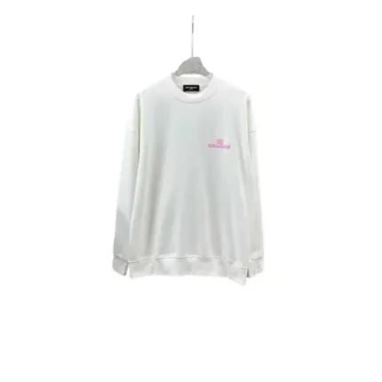Balenciaga Oversized Full White Sweater Pink Logo