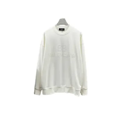 Balenciaga Oversized Full White Sweater With Monogram