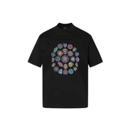 Balenciaga T Shirt Faded Washed Black With Symbol Monogram