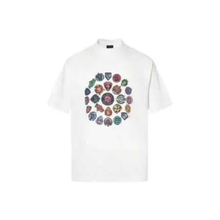 Balenciaga T Shirt Faded Washed White With Symbol Monogram
