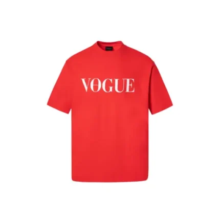 Balenciaga Short Sleeve Vogue Paris T Shirt Red