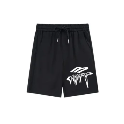 Balenciaga Shorts Black With White Monogram