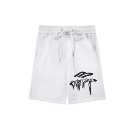 Balenciaga Shorts White With Black Monogram
