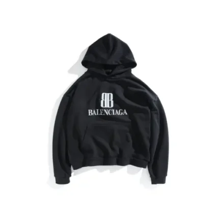 Balenciaga Hoodie Black With White Monogram