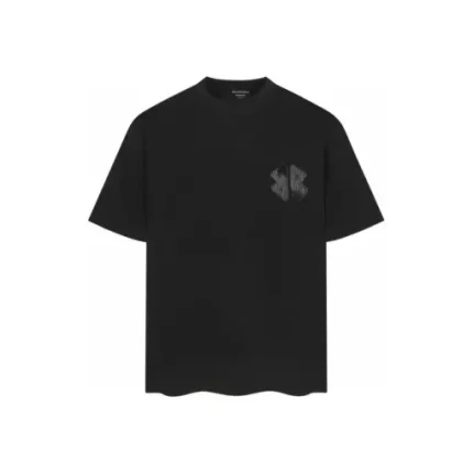 Balenciaga Fit Black T Shirt With BB Monogram