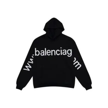 Balenciaga Hoodie Black With White Name Texted