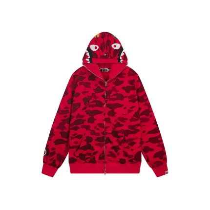 BAPE Camo Shark Full Zip Hoodie Red