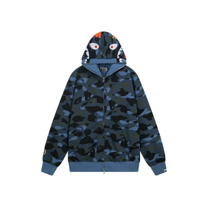 BAPE Camo Shark Full Zip Hoodie Blue