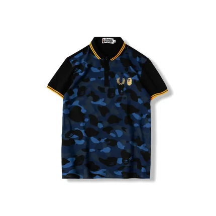 BAPE Patchwork Polo Short Sleeved T Shirt Blue