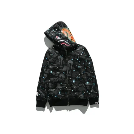 BAPE Shark Head Camouflage Full Zip Hoodie Black