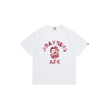 BAPE A Bathing Ape Light Pink Monogram T Shirt White