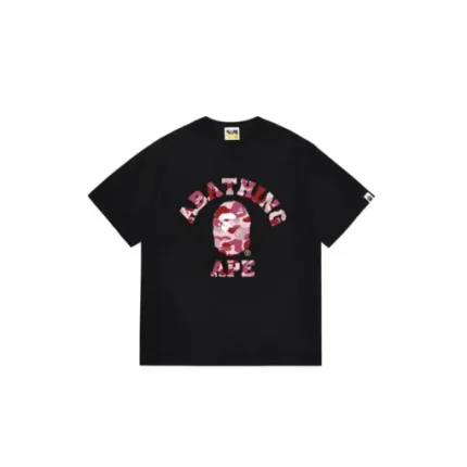 BAPE A Bathing Ape Light Pink Monogram T Shirt Black