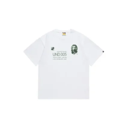 BAPE A Bathing Ape Undefeated Green Logo Design T Shirt White