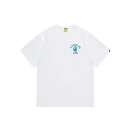 BAPE A Bathing Ape Blue Logo T Shirt White