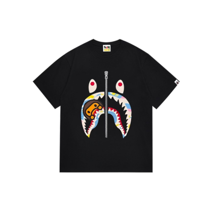 BAPE Multi Camo Milo Shark T Shirt Black