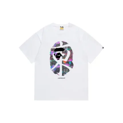 BAPE A Bathing Ape Neon Monogram T Shirt White