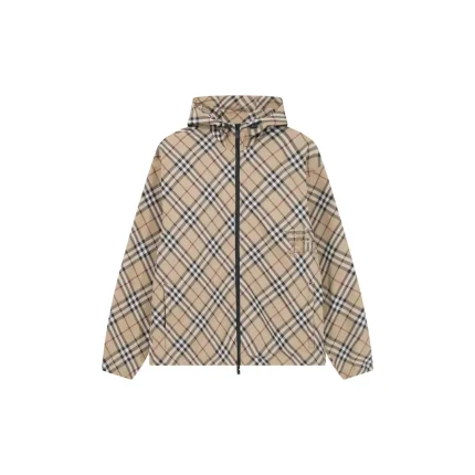 Burberry Check Harrington Hoodie Lichen Beige