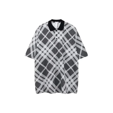 Burberry Cheack Harrington Polo T Shirt Dark Gray