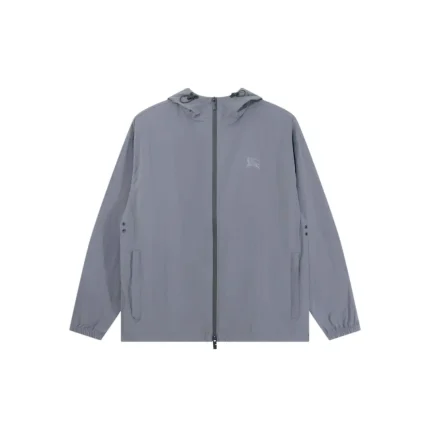 Burberry Zipper Gray Hooded Hoodie Jacket