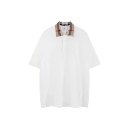 Burberry Cheack Harrington Polo T Shirt White