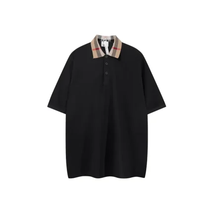 Burberry Cheack Harrington Polo T Shirt Black