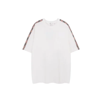 Burberry Check Trim Cotton T Shirt Archive White