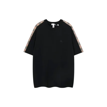 Burberry Check Trim Cotton T Shirt Archive Black