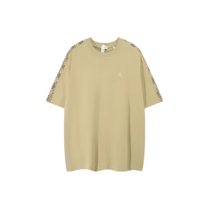 Burberry Check Trim Cotton T Shirt Archive Beige